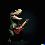 DALL·E 2022-09-07 21.14.16 - T-Rex playing guitar in black room.png