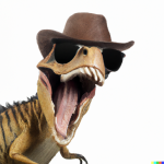 DALL·E 2022-09-07 20.48.57 - a photo of T-Rex wearing cowboy hat and sunglasses roaring.png