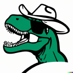 DALL·E 2022-09-07 20.47.10 - T-Rex wearing cowboy hat and sunglasses roaring.png