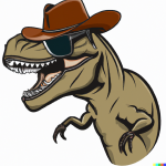 DALL·E 2022-09-07 20.47.23 - T-Rex wearing cowboy hat and sunglasses roaring.png