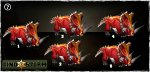 Which of these fiery-looking centrosaurs are identical?