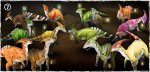 Which of these parasaurs are sharing the exact same look?