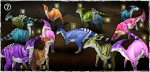 Which of these colorful parasaurs look exactly alike? Which of these colorful parasaurs look exactly alike?